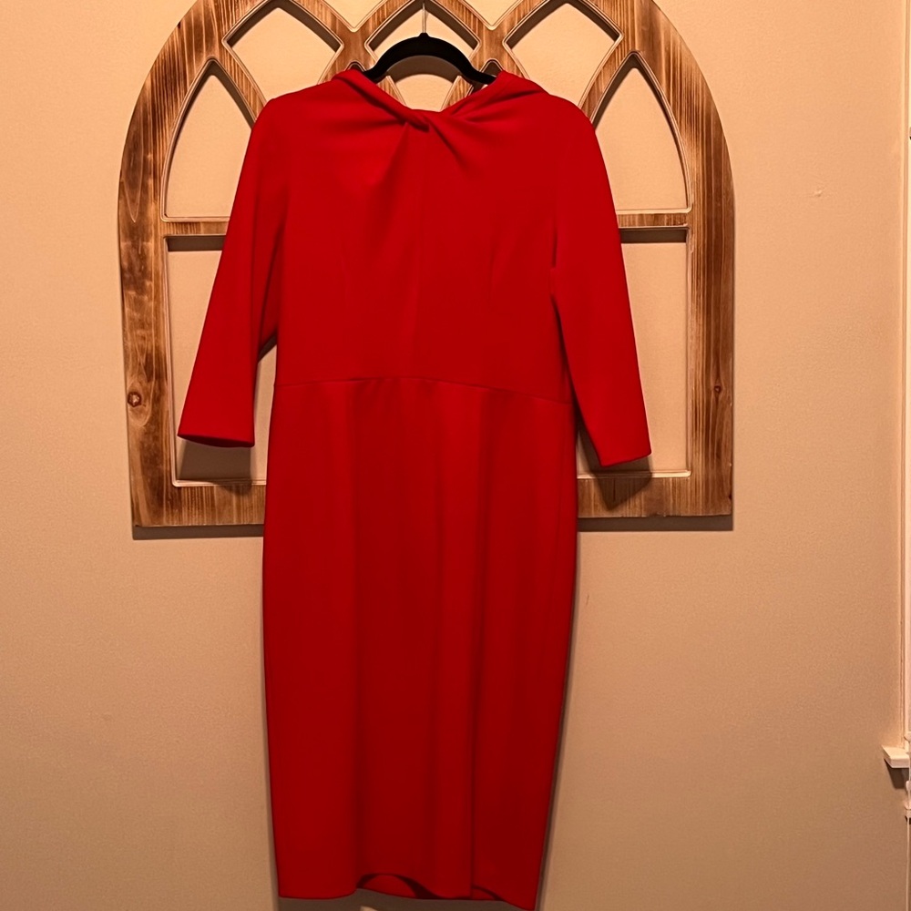 Donna Morgan Red Sheath Dress with Cowl Neck
